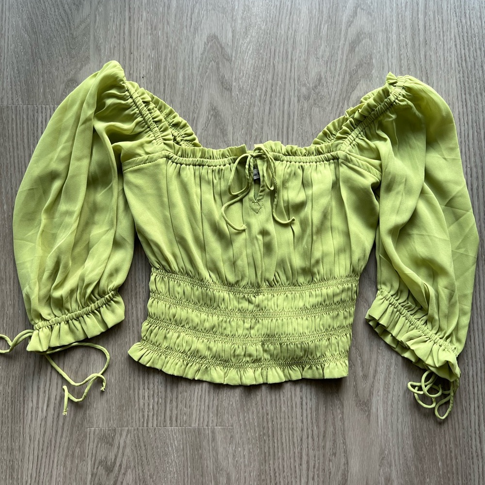 Abercrombie & Fitch Light Green Off-Shoulder Blouse